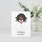 Black Girl First Heilige Kommunion Postkarte (Stehend Vorderseite)