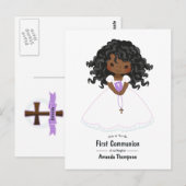 Black Girl First Heilige Kommunion Postkarte (Vorne/Hinten)