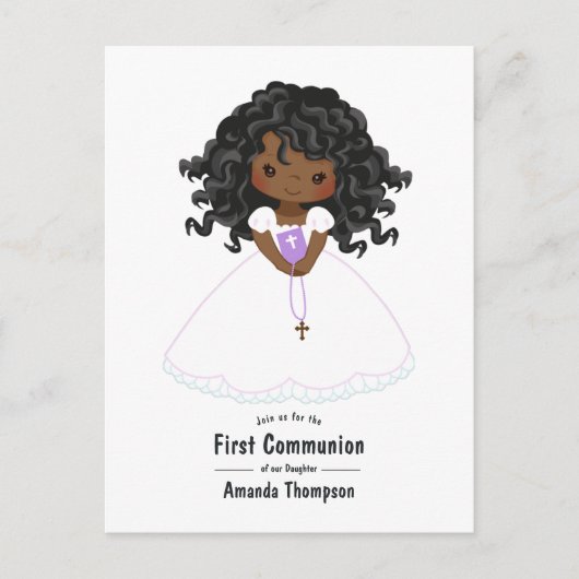 Black Girl First Heilige Kommunion Postkarte (Vorderseite)