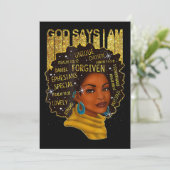 Black Girl God sagt, ich bin schwarze Melanin Gesc Einladung (Stehend Vorderseite)