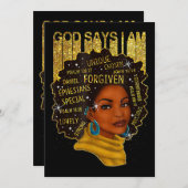 Black Girl God sagt, ich bin schwarze Melanin Gesc Einladung (Vorne/Hinten)