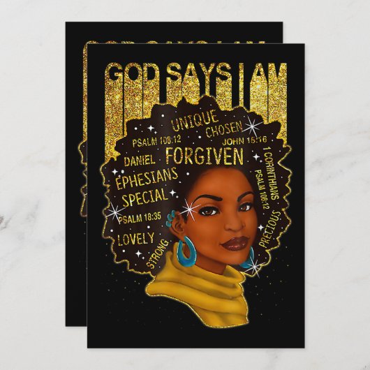 Black Girl God sagt, ich bin schwarze Melanin Gesc Einladung (Vorne/Hinten)