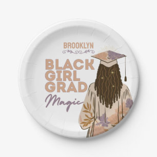 Black Girl Grad Magic Floral Boho Graduierungspart Pappteller
