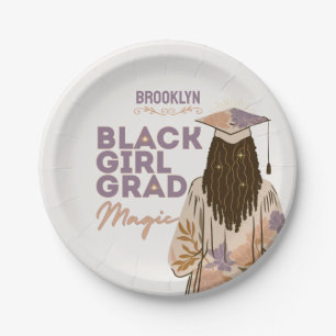 Black Girl Grad Magic Floral Boho Graduierungspart Pappteller
