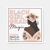 Black Girl Grad Magic Floral Boho Graduierungspart Serviette (Vorderseite)