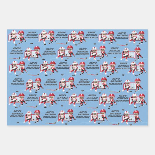 Black Girl Hockey Personalisiert Geschenkpapier Set (Vorderseite 2)