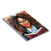 Black Girl in Glassy mit Book Art Notebook Notizblock (Rechte Seite)