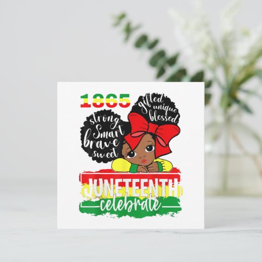 Black Girl Juneteenth 1865 Celebrate Indepedence D Einladung (Stehend Vorderseite)