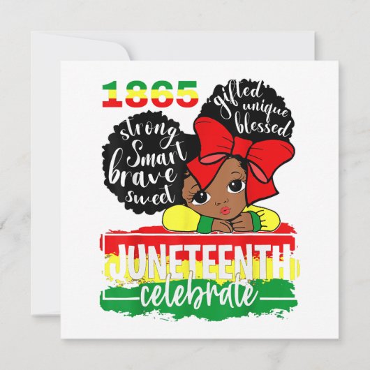 Black Girl Juneteenth 1865 Celebrate Indepedence D Einladung (Rückseite)