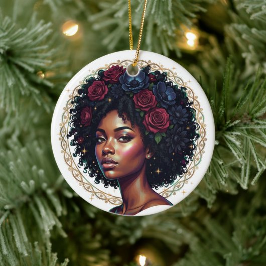 Black Girl Magic Afro Diva Partydekoration Keramik Ornament (Baum)
