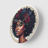Black Girl Magic Afro Diva Runde Wanduhr (Winkel)