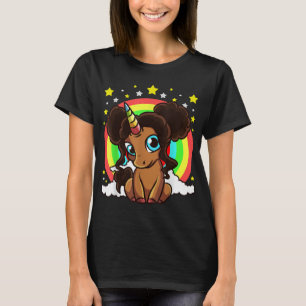 Black Girl Magic Einhorn Afro Puffs Brown Hautschn T-Shirt