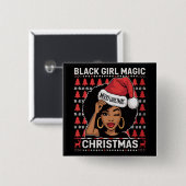 Black Girl Magic Frohe Weihnachts Afroamerikaner Button (Vorne & Hinten)
