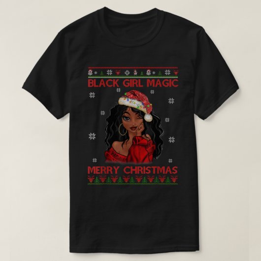 Black Girl Magic Frohe Weihnachts Afroamerikaner T-Shirt (Design vorne)