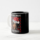 Black Girl Magic Frohe Weihnachts Afroamerikaner Zweifarbige Tasse (Vorderseite Links)