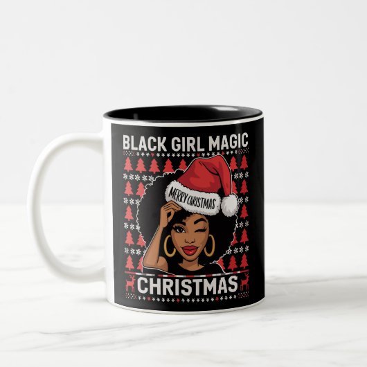 Black Girl Magic Frohe Weihnachts Afroamerikaner Zweifarbige Tasse (Links)