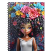 Black girl magic melanin brown skin girls flowers notizblock (Vorderseite)