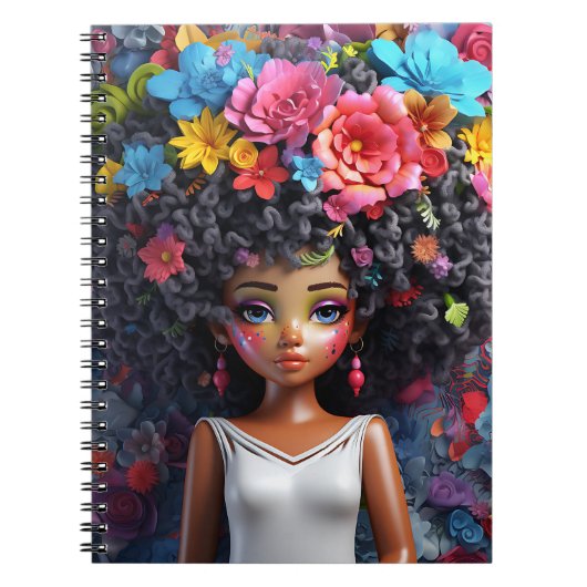 Black girl magic melanin brown skin girls flowers notizblock (Vorderseite)