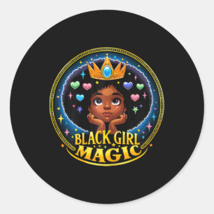Black Girl Magic Melanin Poppin Juneteenth Runder Aufkleber