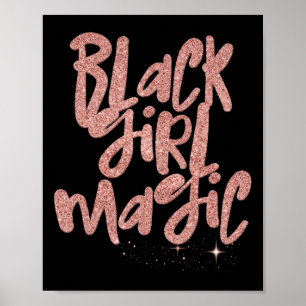 Black Girl Magic Pink Stars Afro Black Queen Melan Poster