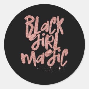 Black Girl Magic Pink Stars Afro Black Queen Melan Runder Aufkleber