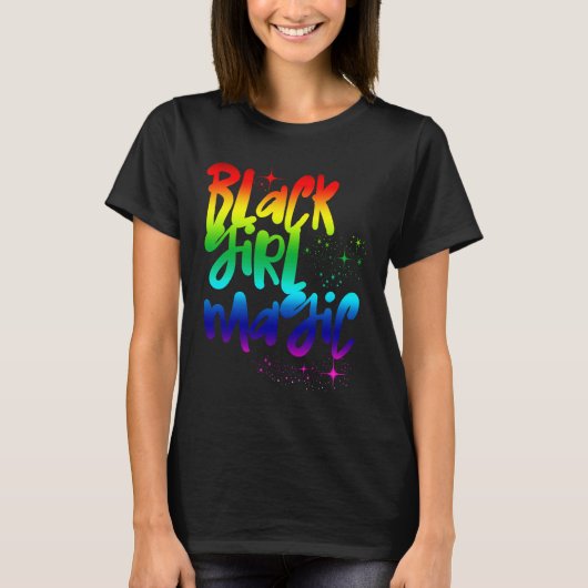 Black Girl Magic Retro Rainbow African Queen Melan T-Shirt (Vorderseite)