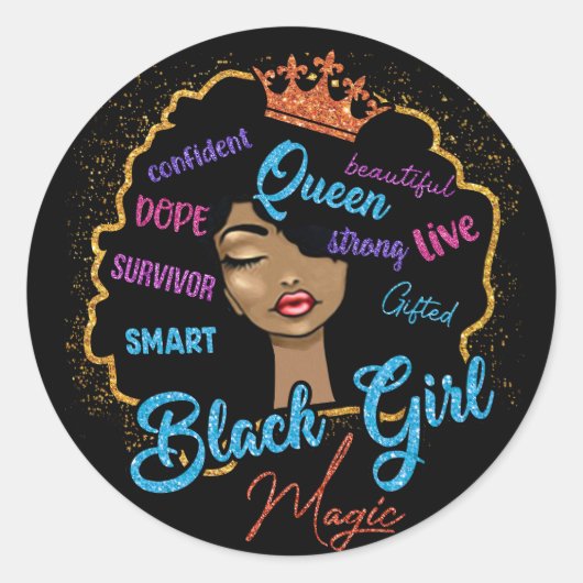 Black Girl Magic Runder Aufkleber (Vorderseite)