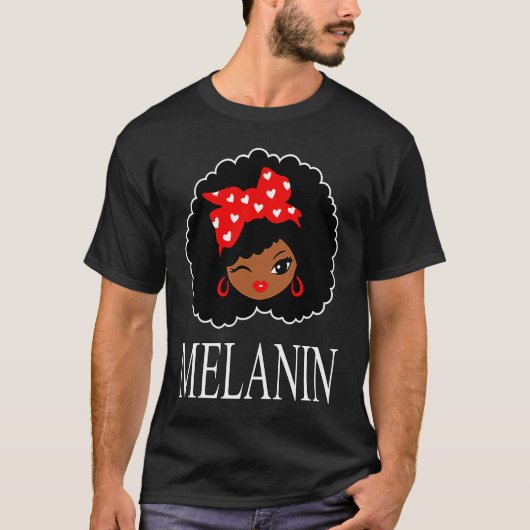 Black Girl Magic Winking Eye Afro Lips Black Queen T-Shirt (Vorderseite)