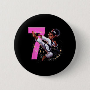 Black Girl Martial Arts Party Taekwon zum 7. Gebur Button