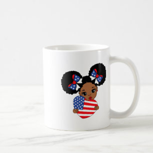 Black Girl Melanin Afro American Flag Herz 4. Kaffeetasse