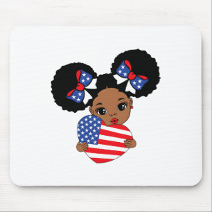 Black Girl Melanin Afro American Flag Herz 4. Mousepad