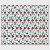 Black Girl Mermaid Birthday Gift Wrap in White Geschenkpapier (Flach)