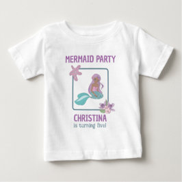 Black Girl Mermaid Birthday Party Aquamarin Lila Baby T-shirt