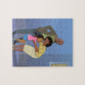 Black Girl mit Mama und Vater Cartoon Jigsaw Puzzl Puzzle (Horizontal)