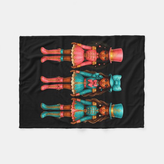 Black Girl Nutcracker Christmas Nk Nutcracker Xmas Fleecedecke (Vorderseite (Horizontal))