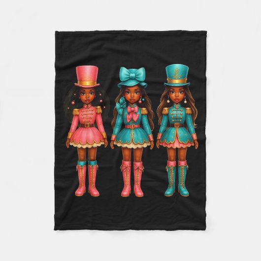 Black Girl Nutcracker Christmas Nk Nutcracker Xmas Fleecedecke (Vorderseite)