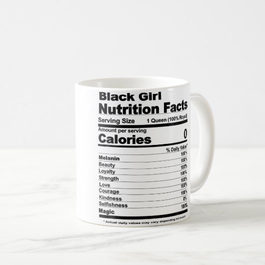 Black Girl Nutritional Facts Black Girl Nutrition Kaffeetasse (VorderseiteRechts)