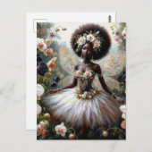 Black Girl Orchid Fairy With Afro Postkarte (Vorne/Hinten)