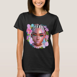 Black Girl Ostermagic Brown Skin Girls Frühjahr EZ T-Shirt