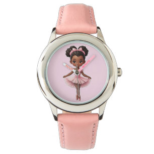 Black Girl Pink Ballerina Ballerina Ballett Armbanduhr