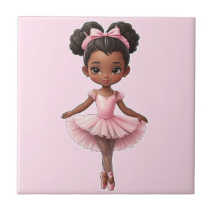 Black Girl Pink Ballerina Ballerina Ballett Fliese