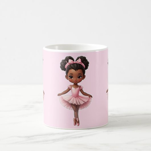Black Girl Pink Ballerina Ballerina Ballett Kaffeetasse (Mittel)