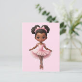 Black Girl Pink Ballerina Ballerina Ballett Postkarte (Stehend Vorderseite)