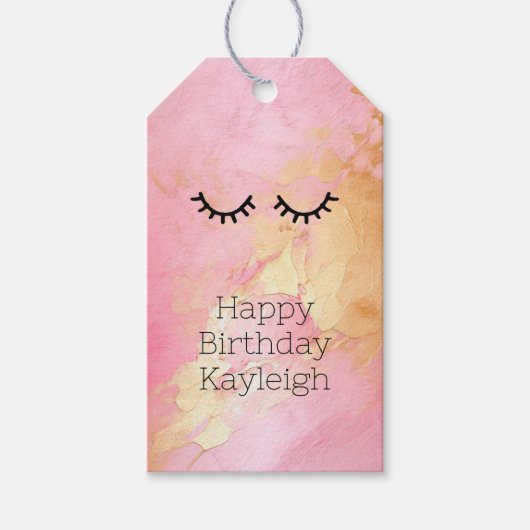 Black Girl Pink Glam Gold Eyelashes Geschenkanhänger (Vorderseite)