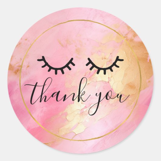 Black Girl Pink Glam Gold Eyelashes Runder Aufkleber (Vorderseite)
