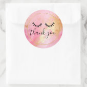 Black Girl Pink Glam Gold Eyelashes Runder Aufkleber (Tasche)