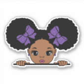 Black Girl Puff Hair Aufkleber (Vorderseite)