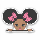 Black Girl Puff Hair Aufkleber (Vorderseite)