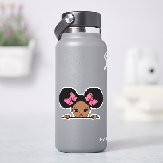 Black Girl Puff Hair Aufkleber (HydroFlask)