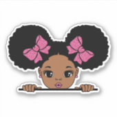 Black Girl Puff Hair Aufkleber (Vorderseite)